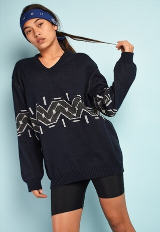 VINTAGE 90'S ABSTRACT PATTERN MINIMALIST OVERSIZED JUMPER