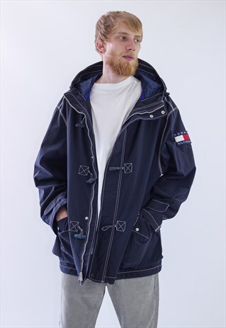 RARE VINTAGE MENS TOMMY WINDBREAKER DUFFLE COAT JACKET