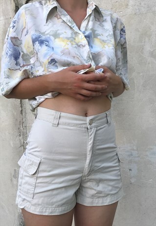 HIGHWAISTED BEIGE COTTON SHORTS