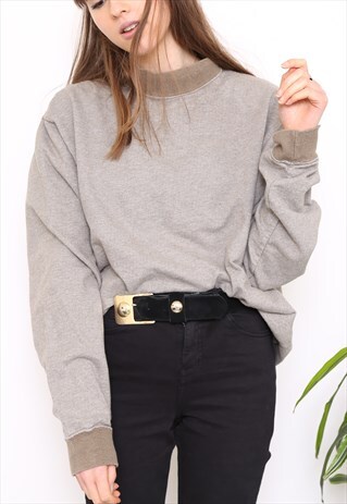 VINTAGE 90S GREY BROWN POLO HIGH TURTLE NECK TOP