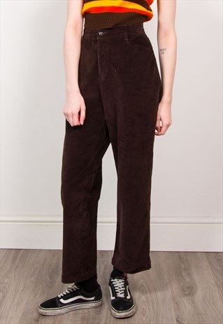 LEE VINTAGE 70'S DARK BROWN CORD CROPPED LEG TROUSERS
