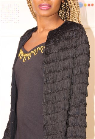 EVENING FRINGED BLACK JACKET