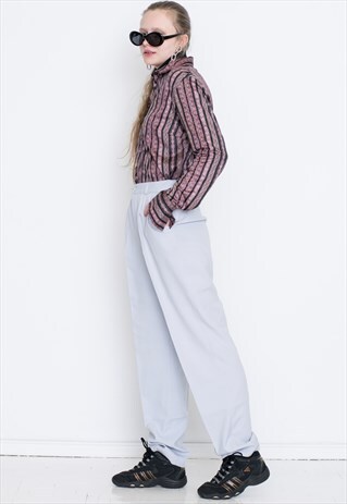 LIGHT BLUE WIDE LEG VINTAGE RETRO TROUSERS