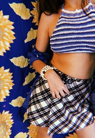 70'S STYLE BOHO FESTIVAL JAZZY CROCHET HALTER CROP TOP