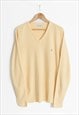 Vintage Christian Dior Pale Yellow Knitted V Neck Jumper
