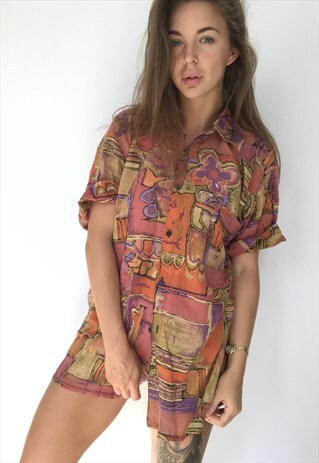 PATTERNED OVERSIZED RETRO VINTAGE UNISEX FESTIVAL SHIRT