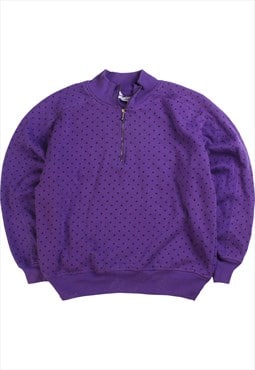 Vintage 90's Basic Sweatshirt Poker Dot Quarter Zip