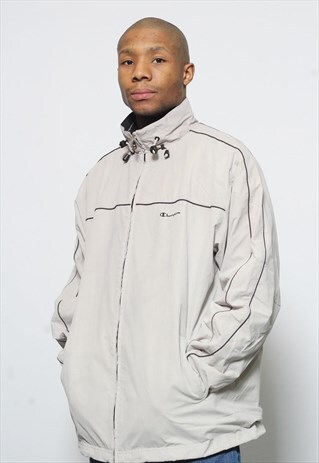 VINTAGE CHAMPION LOGO TRACK TOP JACKET BEIGE