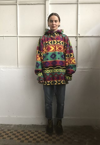 VINTAGE 90' OLDSCHOOL COOL UNISEX CLOROFUL FLEECE JACKET