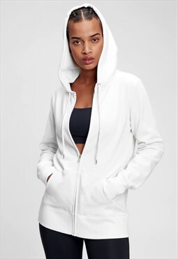 Women's Premium Lounge Zip Blank Pullover Hoody - White