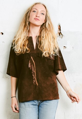 VINTAGE BROWN LEATHER T-SHIRT