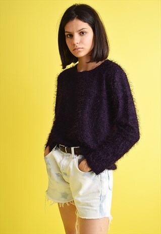 CUTE 90'S RETRO FURRY FUZZY JUMPER SWEATER