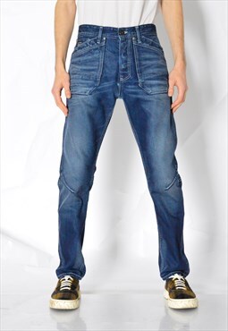Y2K Faded Navy Blue Slim Fit Jeans