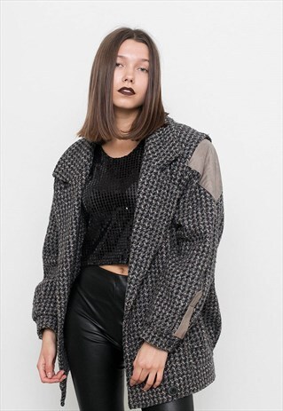 GREY COCOON WOOL COAT