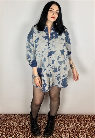 REWORKED GRUNGE STYLE VINTAGE ACID WASH SHIRT SIZE LARGE