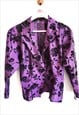 VINTAGE SUMMER PURPLE BLAZER BLOUSE BLACK ROSES 