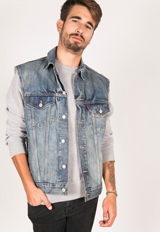 VINTAGE 80S LEVIS DENIM WAISTCOAT /R049