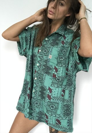 PATTERNED OVERSIZED RETRO VINTAGE UNISEX FESTIVAL SHIRT