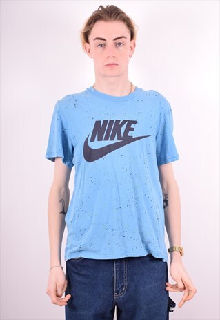 NIKE MENS VINTAGE T-SHIRT TOP MEDIUM BLUE 90S