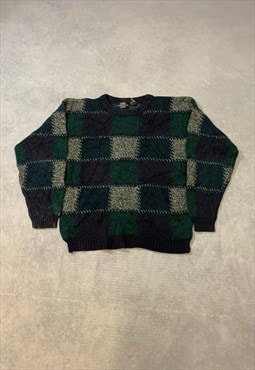 Vintage Knitted Jumper Abstract Patterned Grandad Sweater