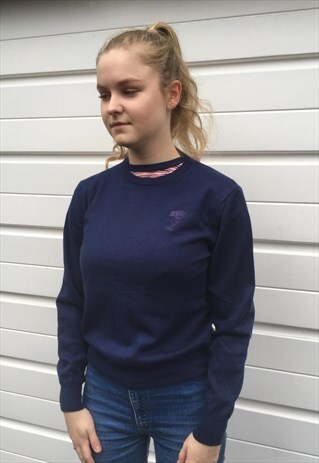 WOMENS VINTAGE 90S VERSACE JUMPER DARK BLUE SWEATER