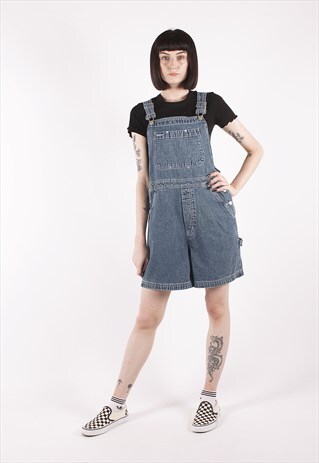 VINTAGE THE GAP BLUE RELAXED OVERALL DUNGAREE SHORTS /MM3542
