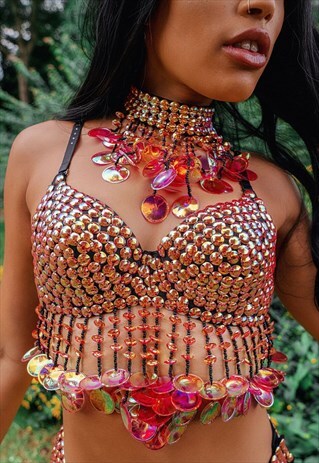 SEQUIN TOP BEADED RAVE BIKINI FESTIVAL IBIZA
