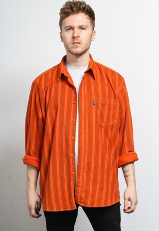 VINTAGE CORDUROY CORD STRIPED SHIRT