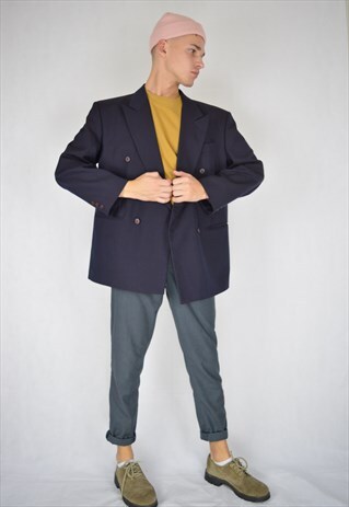 VINTAGE DARK BLUE CLASSIC OVERSIZE BLAZER
