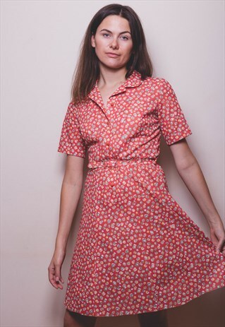 VINTAGE PATTERNED MIDI DRESS