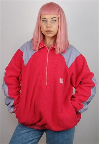 VINTAGE 80'S HELLY HANSEN FLEECE PULLOVER JACKET / JUMPER