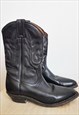 SIZE 6 VINTAGE BOULET BLACK COWBOY BOOTS, MADE IN CANADA