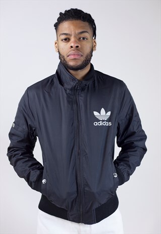VINTAGE ADIDAS BLACK BOMBER JACKET