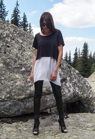 OVERSIZED TOP ASYMMETRICAL TUNIC BLOUSE MINI DRESS F1721
