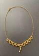 60's Vintage Ladies Necklace Gold Amber Stone Delicate 
