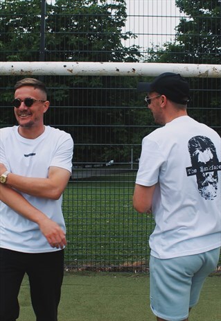 TBF UNISEX FIT BLACK BAR LOGO PRINT WHITE T-SHIRT