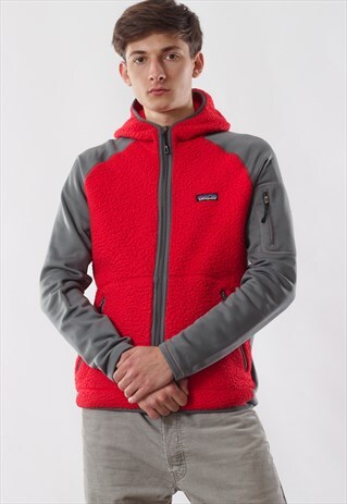 VINTAGE PATAGONIA HOODIE JACKET PILE ORANGE GREY