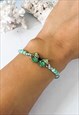 AQUA BEADED BUTTERFLY FRIENDSHIP BRACELET