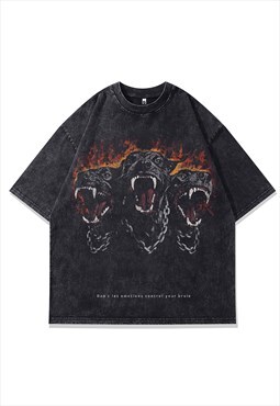 Rottweiler t-shirt angry Pinscher tee dog fang top acid grey