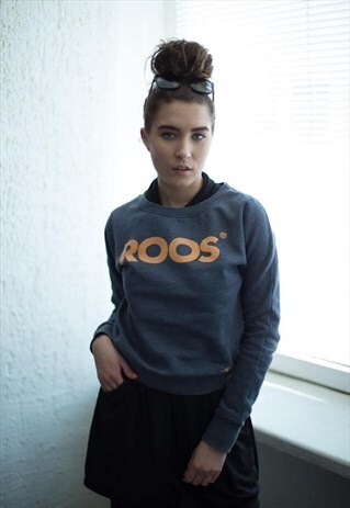 VINTAGE 90'S BLUE/GREY ROUND NECK JUMPER