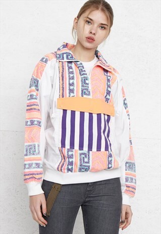 VINTAGE WHITE RODEO 1/4 ZIP PULLOVER SWEATSHIRT