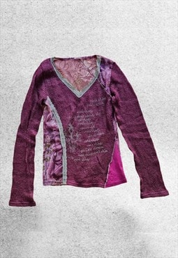 vintage y2k purple mesh knit top