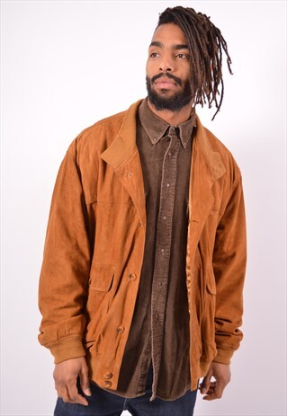 VINTAGE SUEDE LEATHER BOMBER JACKET BROWN