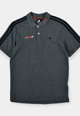 Vintage Adidas Polo T-Shirt Logo Grey