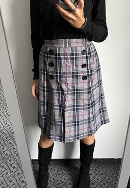 Plaid Preppy School Formal Midi Skirt - XS