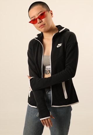 VINTAGE NIKE EMBROIDERED LOGO ZIPPED HOODIE