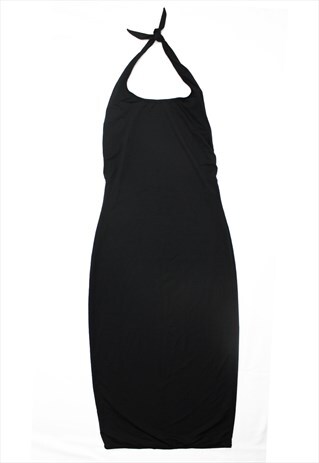 VINTAGE FENDI BLACK JERSEY BLACK DRESS EMBROIDERED LOGO