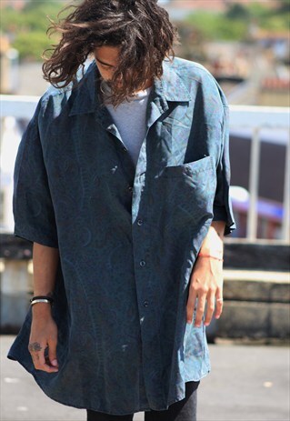 VINTAGE // 80'S // PATTERNED SILK SHIRT