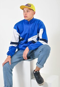 Vintage retro track jacket in blue