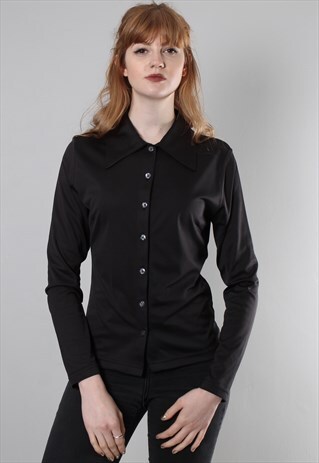 VINTAGE 90S BLACK FITTED BLOUSE